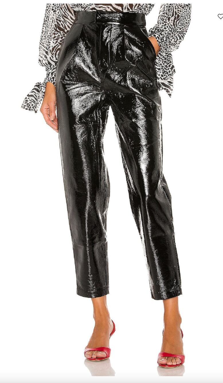 L'Academie The Arielle Pant Faux Leather Womens Small Black New Cropped Revolve